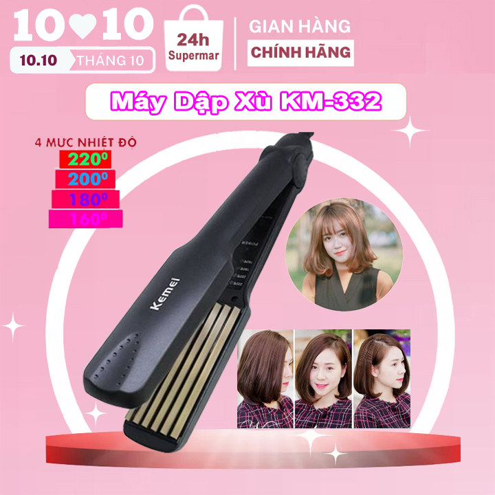Máy dập xù, máy bấm tóc KEMEI 332, Chức năng dập xù, bấm xù , bấm mè tạo kiểu tóc làm phồng chân tóc bản to cao cấp, giúp bảo vệ tóc không gây hư tổn tóc