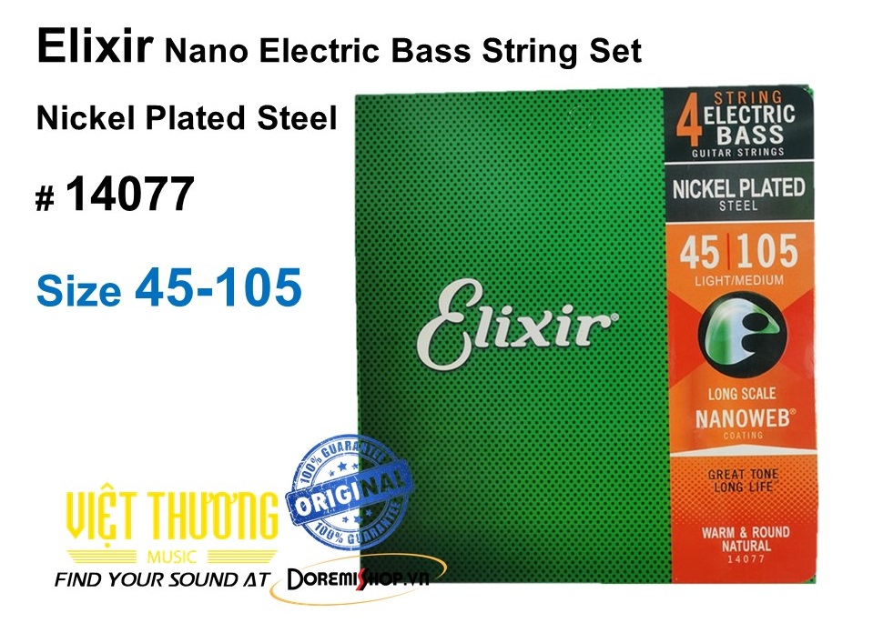 Bộ dây đàn bass chống gỉ chính hãng Elixir Nickel Plated Steel