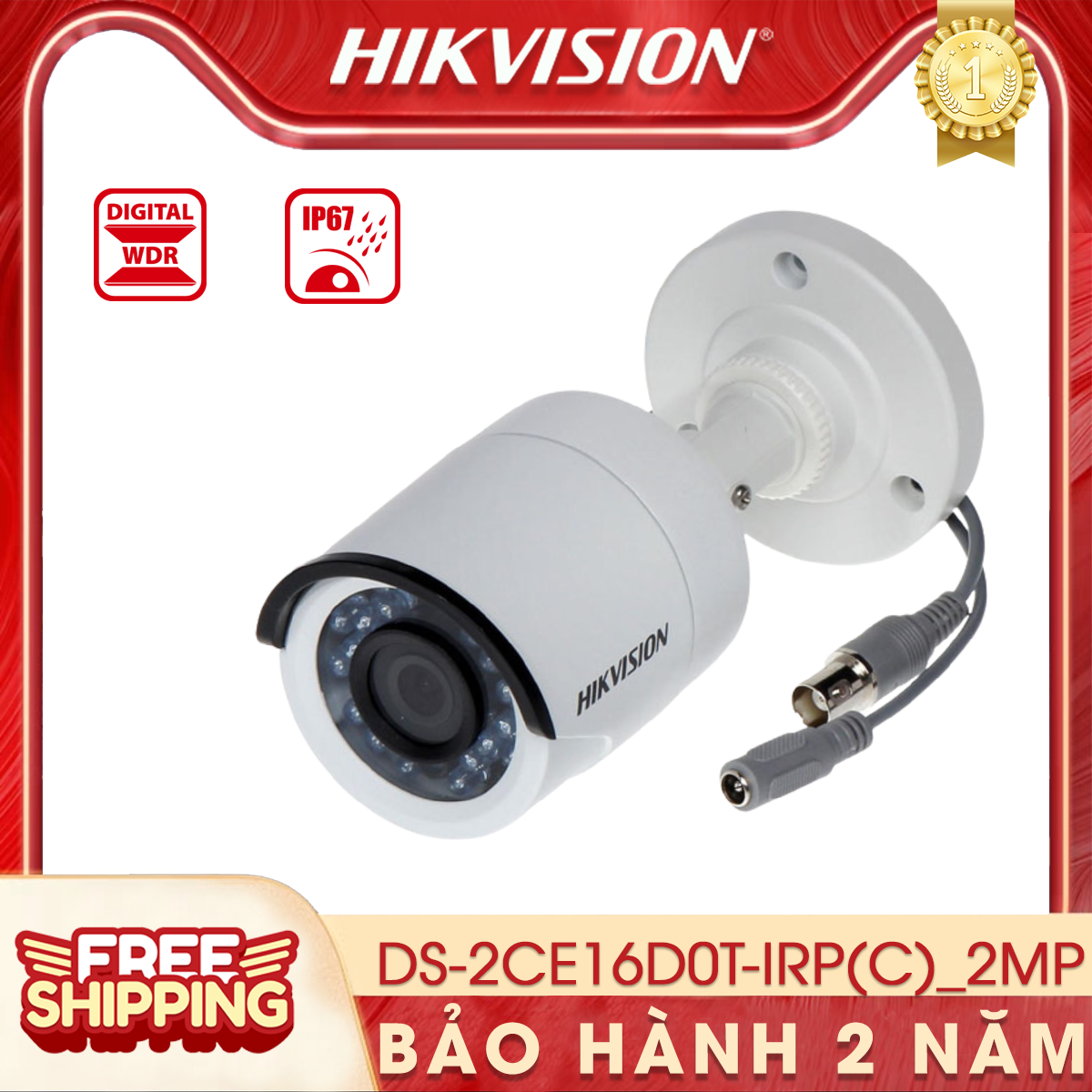 Camera analog thân hd-tvi hikvision ds-2ce16d0t-irp | 2mp | full hd | quan sát rõ ngày đêm | hồng ngoại 20m