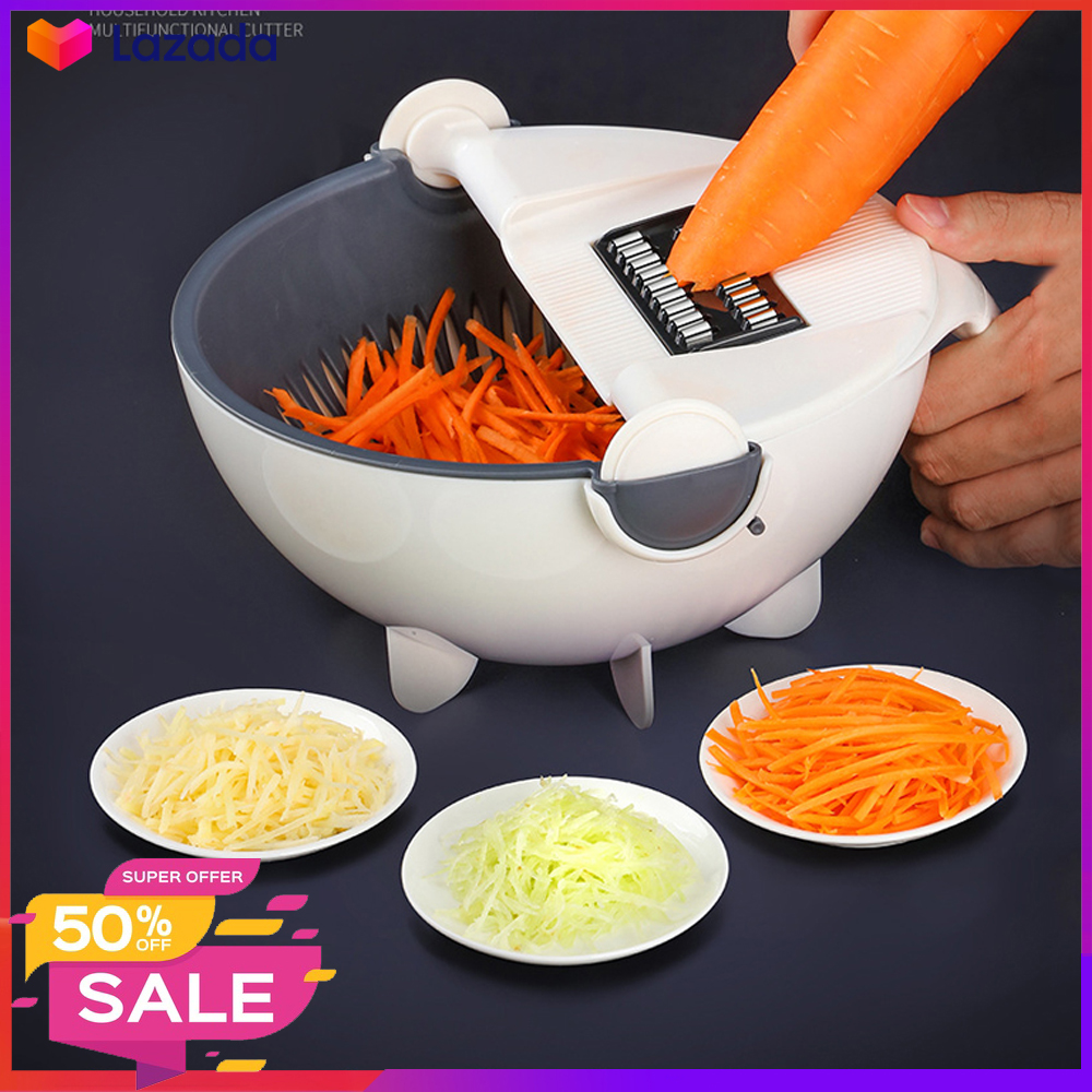 Rổ Thái Rửa Rau, Củ, Quả 9 Trong 1 Đa Năng - Thỏa Thích Tạo Hình Bữa Ăn Cùng 8 Lưỡi Dao