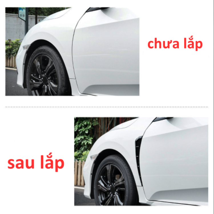 Bộ 2 miếng mang cá giả hốc gió dán trang trí sườn ô tô chất liệu cao su dẻo