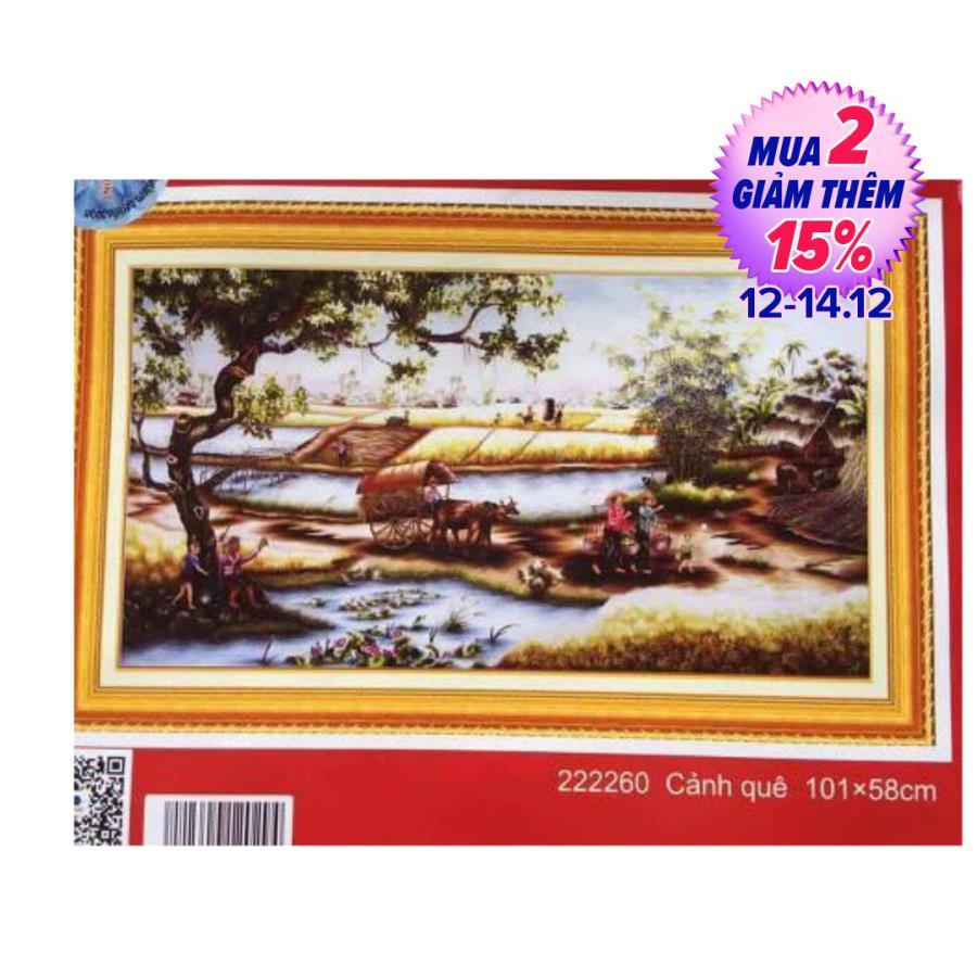 Tranh thêu chữ thập cảnh quê dlh-222260 kích thước 101x68cm