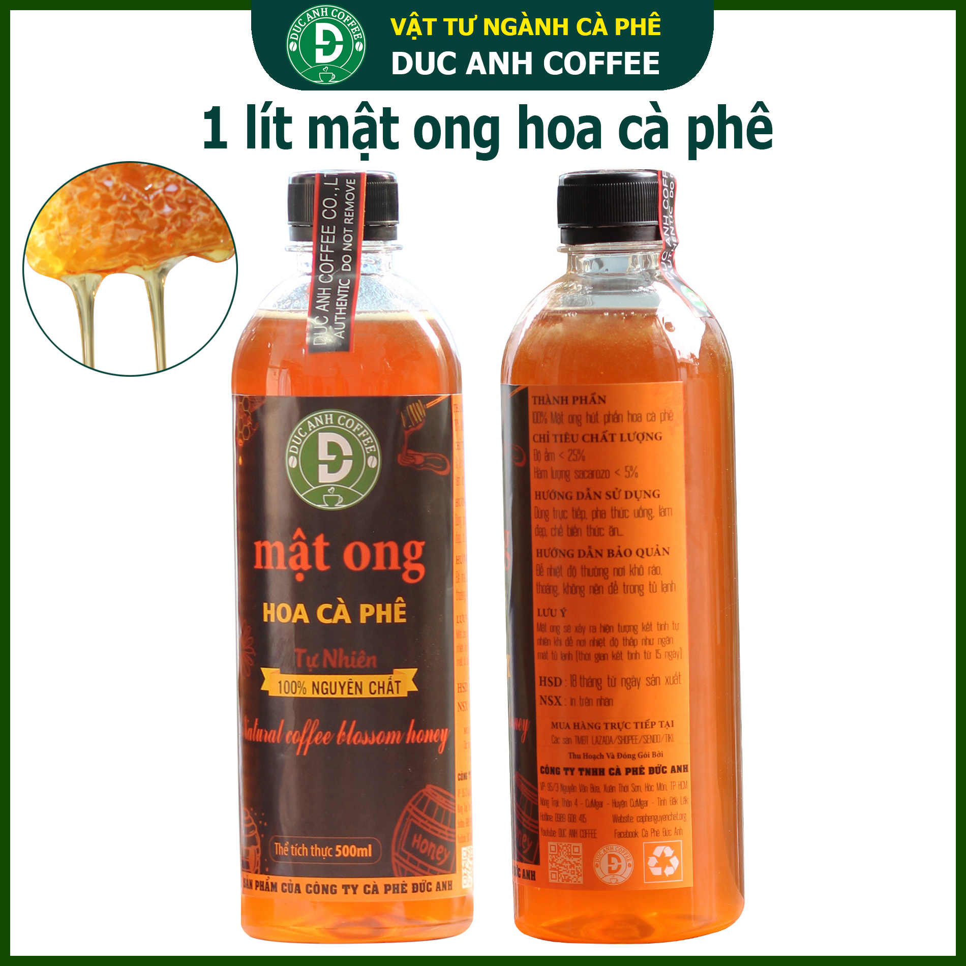 Honey pure coffee 2 bottles per bottle 700gr equivalent 500ml - Honey from