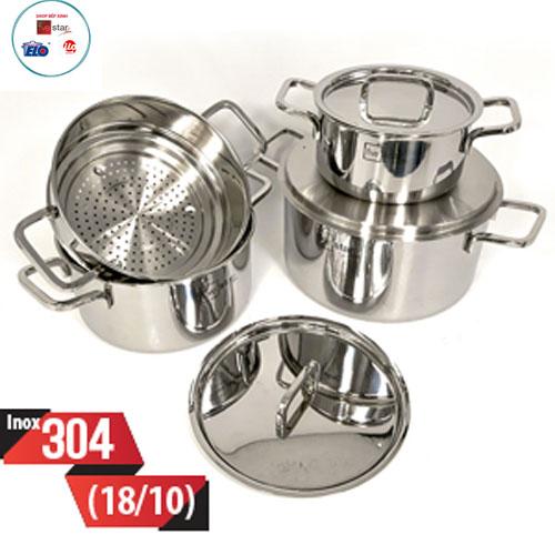 BỘ NỒI XỬNG HẤP CAO CẤP FIVESTAR STANDARD 3 LỚP ĐÚC LIỀN-INOX 304 NẮP INOX.TẶNG 1 VÁ CANH INOX