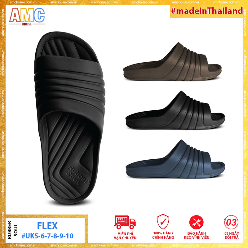 Dép Đúc Thái Lan Nam Quai Ngang Rubber Soul Cao Su Siêu Nhẹ - Flex