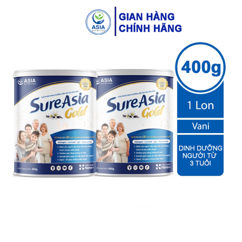 Combo 2 hộp sữa bột Sure Asia Gold Asia Nutrition 400g cao cấp nguyên liệu