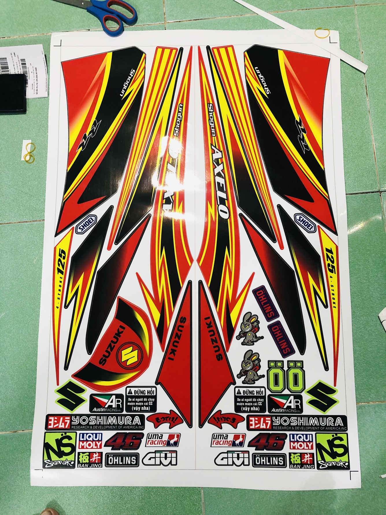 Tem rời suzuki axelo vàng đen