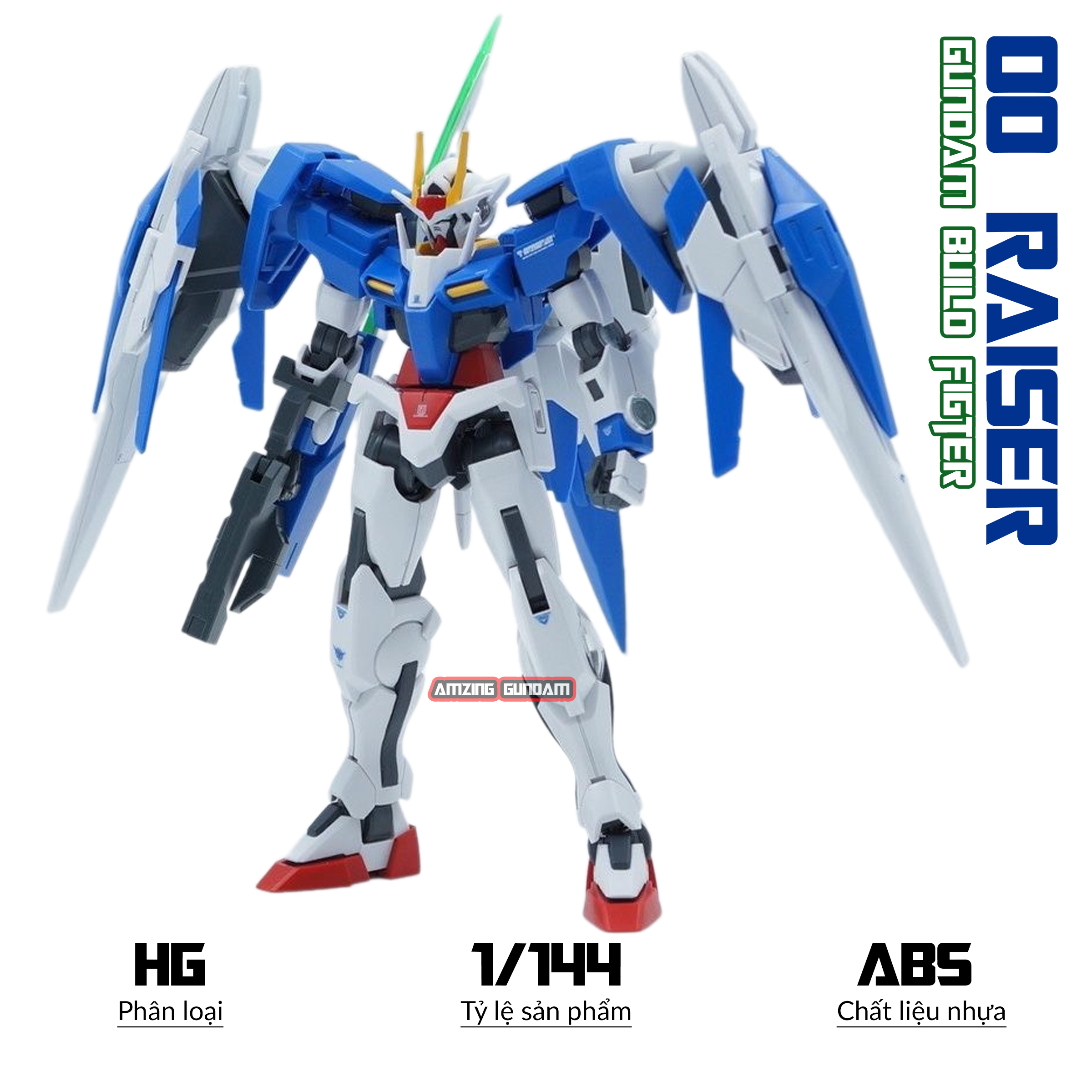 Mô hình lắp ráp hg 00 raiser condenser type, 1/144 gundam, đồ chơi xếp hình nhựa