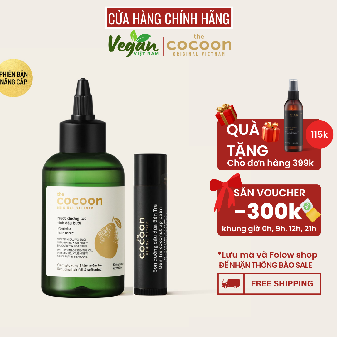 Nước dưỡng tóc tinh dầu bưởi (Pomelo hair tonic) 140ml tặng son dưỡng môi -Vegan Việt Nam