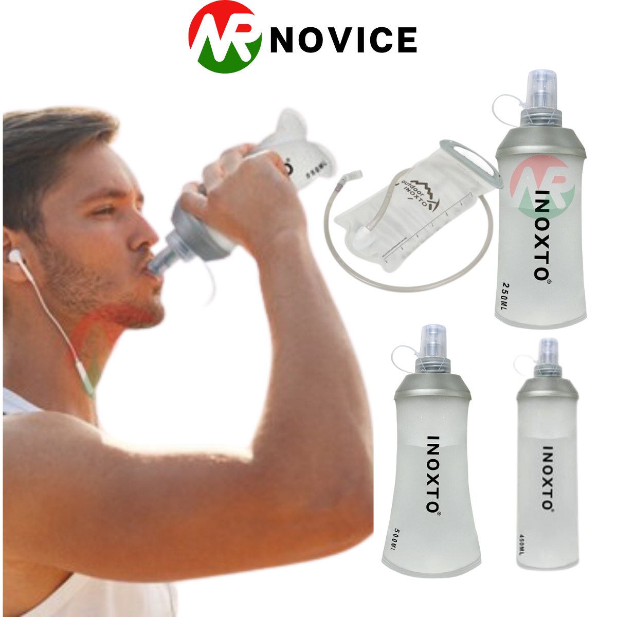 Bình nước mềm cầm tay chạy bộ, túi nước mềm chạy bộ inoxto chạy bộ, trail và đạp xe thể thao bnm-966