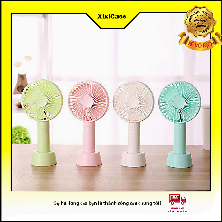 Quạt Tích Điện Mini Cầm Tay 3 Chế Độ Gió