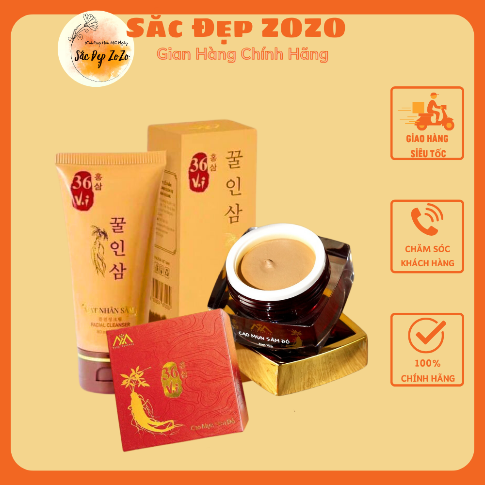 [HCM]Combo Cao Mụn Sâm Đỏ + Sửa Rửa Mặt Nhâm Sâm