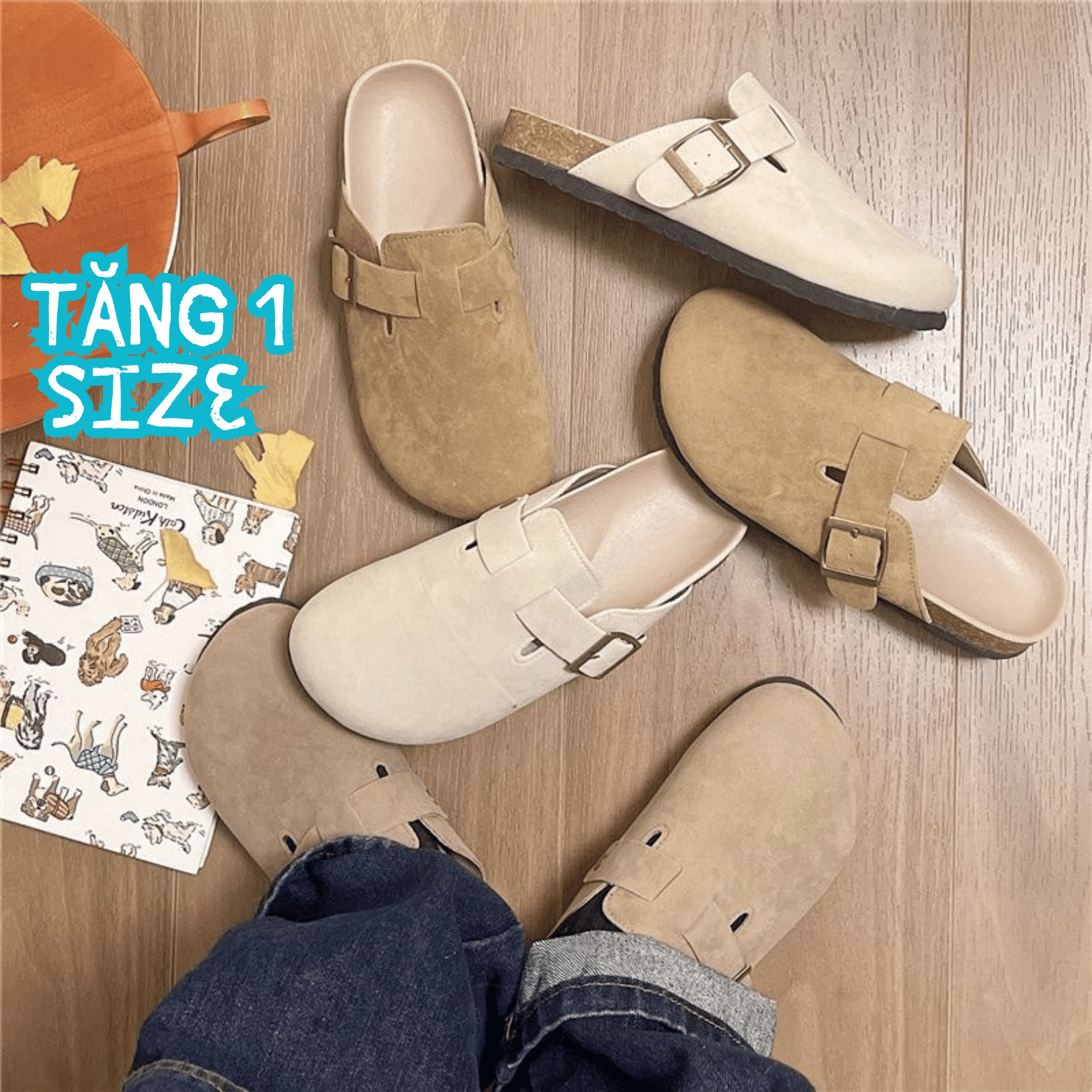 [Increase 1-2 Sizes] Slip-On Sandals Women's Loafers, Soft Suede Leather High-Soled Fashionable Shoes_Mina