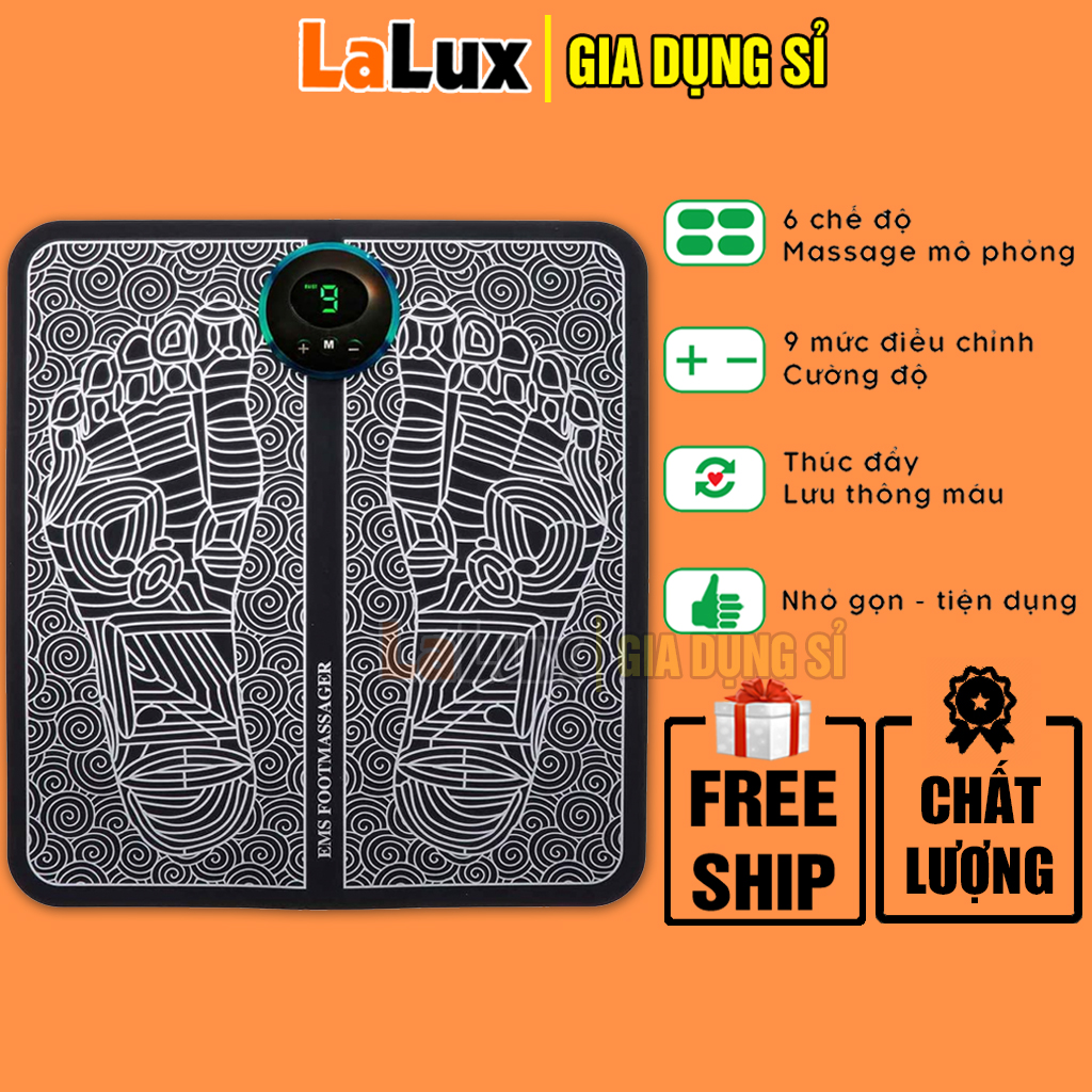 Thảm massage chân ems giúp lưu thông khí huyết, chăm sóc sức khỏe - dụng cụ massage chân màn hình kỹ thuật số , pin sạc thảm mát xa chân - gia dụng sỉ lalux