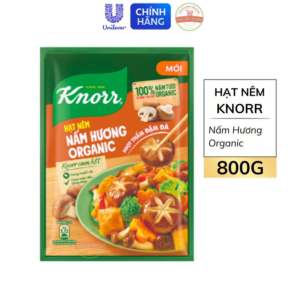  Hạt Nêm Chay Knorr Nấm Hương Organic - Túi 800G 