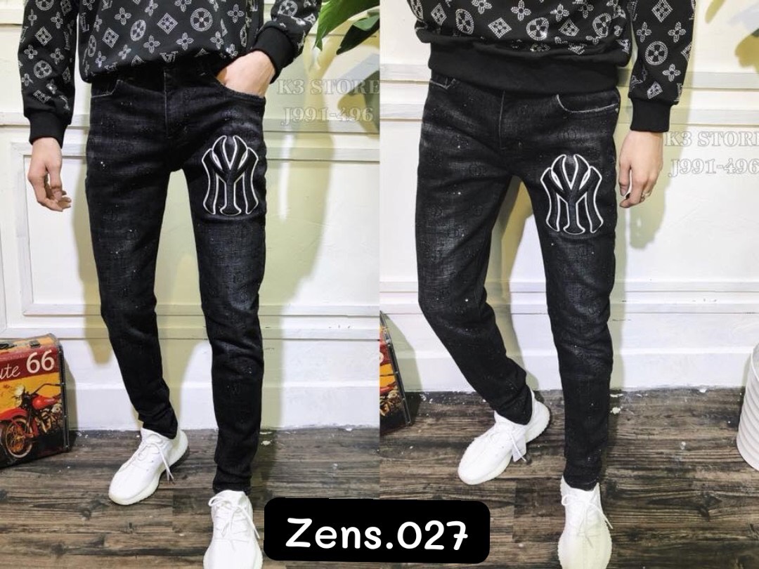 [HCM]Quần jeans nam ống côn phối chữ kiểu dáng Hàn Quốc siêu đẹp ADAM SHOP