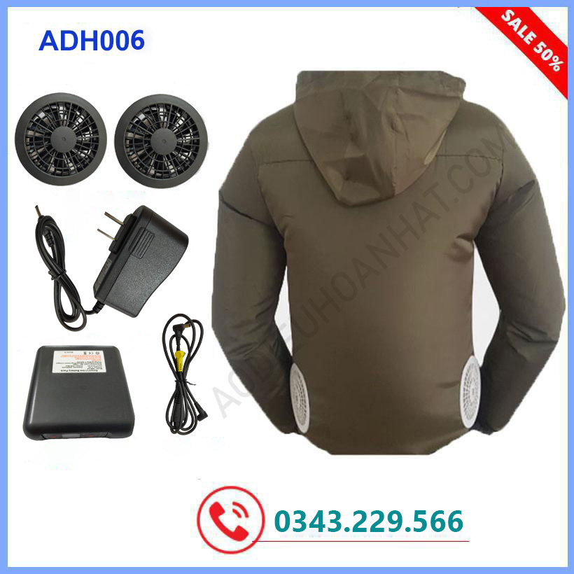 Áo Quạt Điều Hòa Chống Nắng Nóng Công Nghệ Nhật Bản - Xanh Rêu