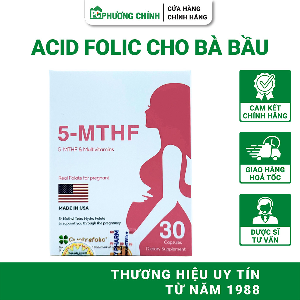 Viên Uống Bổ Sung Acid Folic Cho Bà Bầu Bio Nutraceutical 5-MTHF Multivitamin 30 Viên/Hộp
