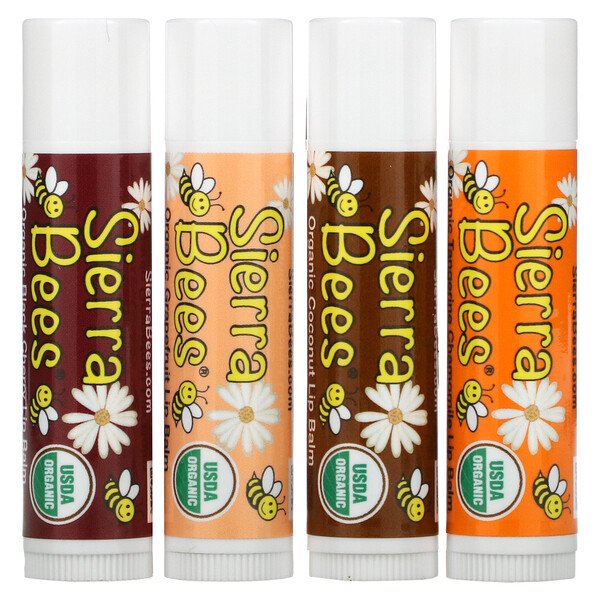 [HCM]Son dưỡng môi sáp ong hữu cơ (1cây), Sierra Bees, Organic Lip Balm Variety Pack, 1 Pack, .15 oz (4.25 g) Each
