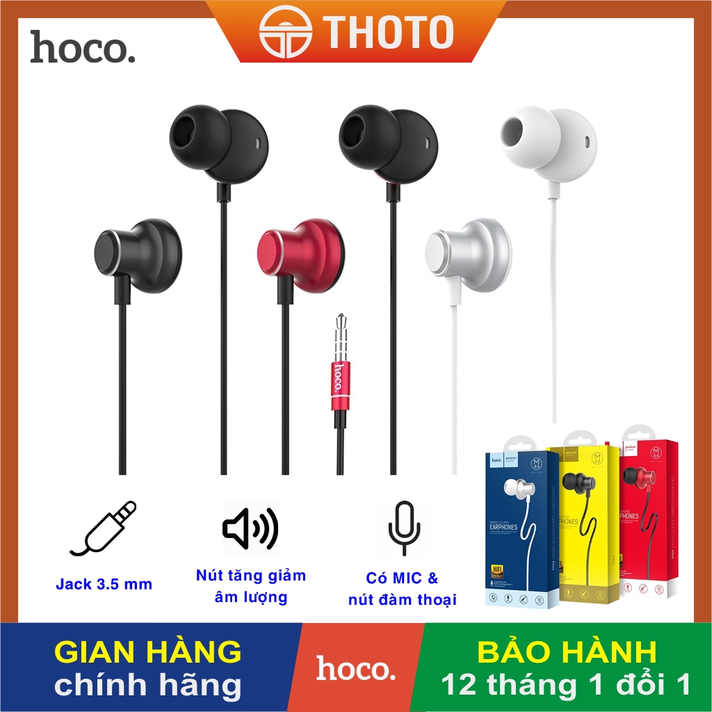 Tai nghe nhét tai In-Ear chính hãng HOCO dòng cao cấp, âm thanh cực hay - Tai nghe có dây kèm MIC và nút điều khiển, jack 3.5 mm dùng được cho mọi loại máy