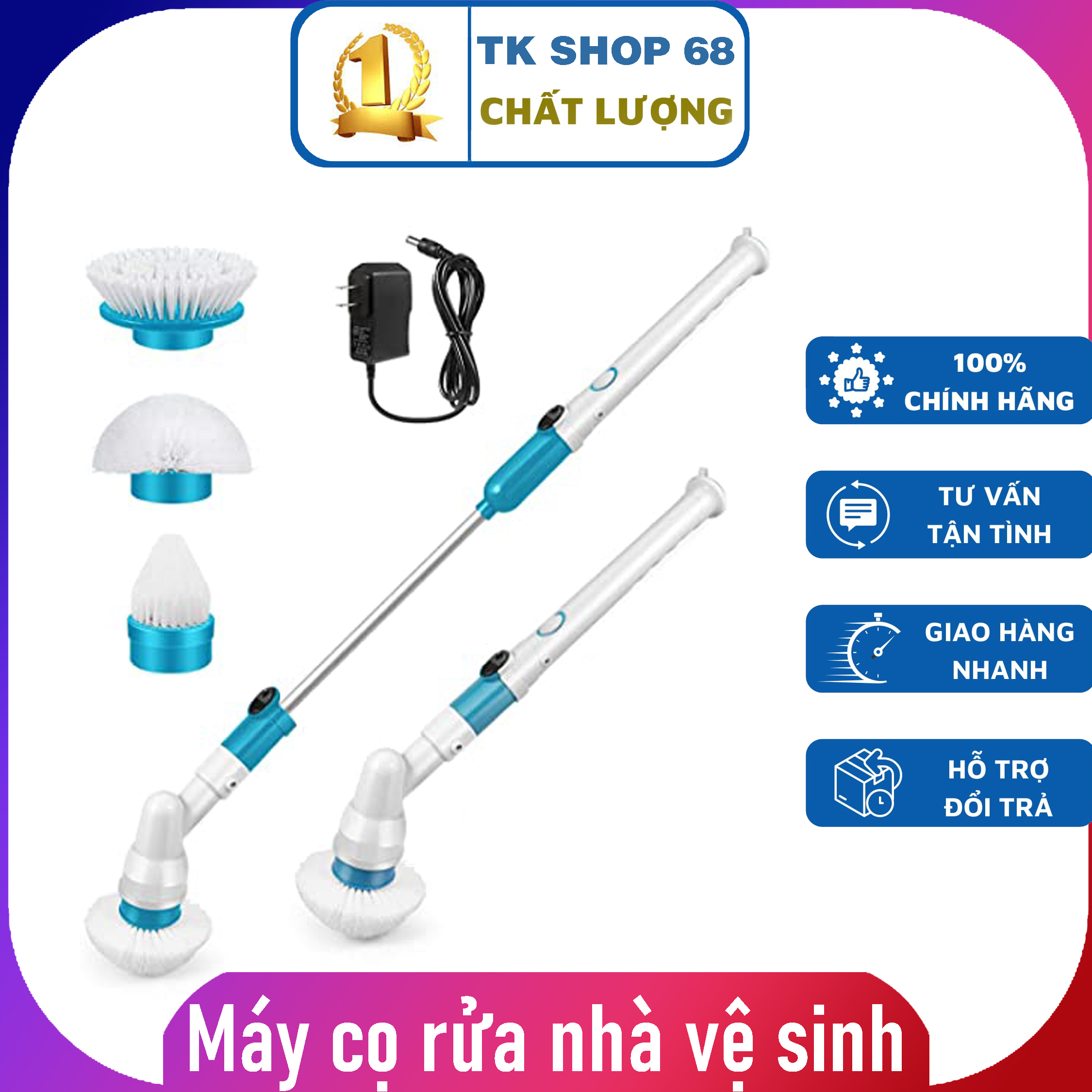 Chổi cọ nhà tắm, máy cọ nhà vệ sinh, máy chà sàn xoay chạy điện, máy chà sàn không dây - bàn chải làm sạch siêu mạnh cho nhà bếp, phòng tắm, phòng khách. với 3 đầu bàn chải có thể thay thế