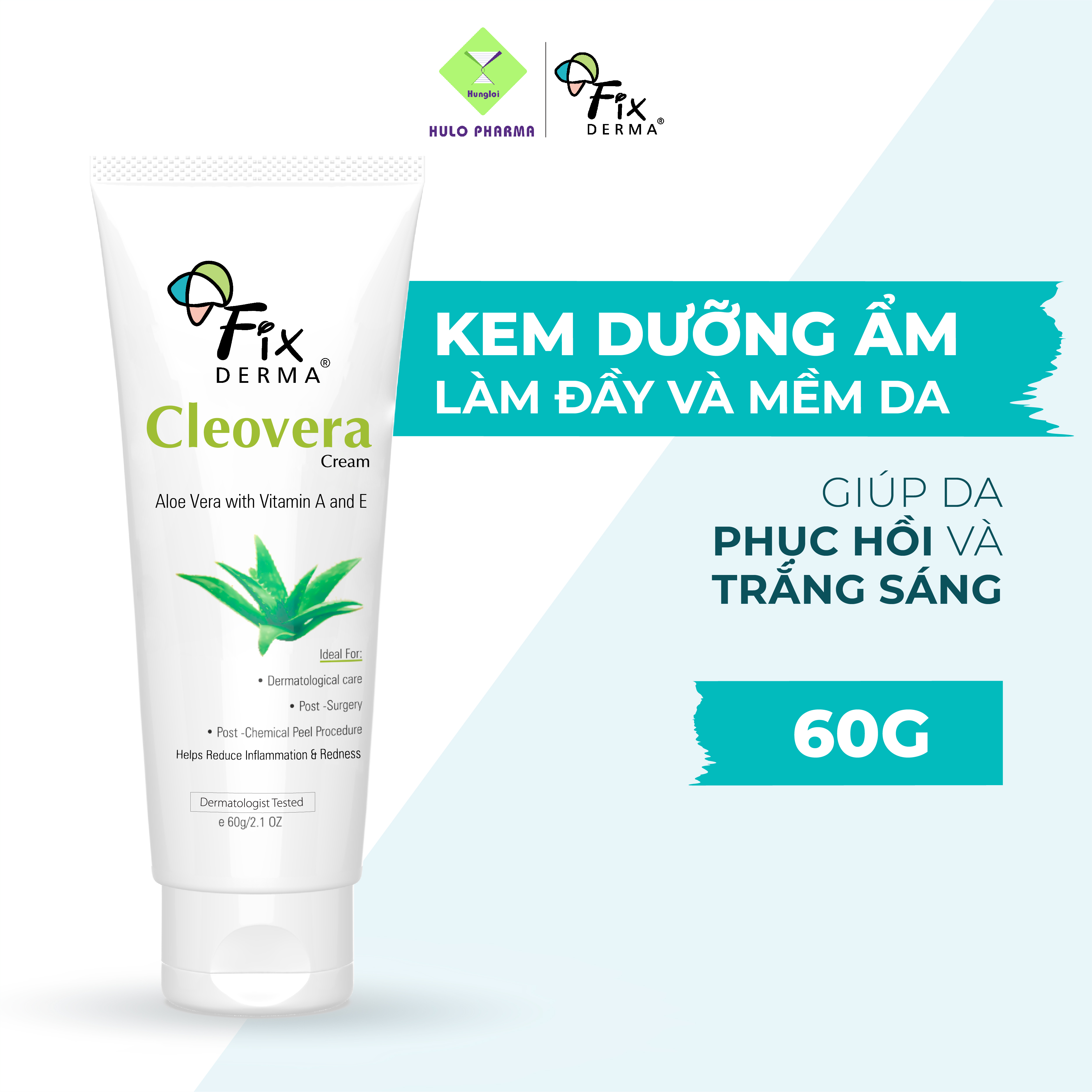 Kem Dưỡng Ẩm FIXDERMA Cleovera Cream Chiết Xuất Nha Đam, Giúp Cấp Ẩm, Phục Hồi, Làm Trắng Da 60g [Hùng Lợi]