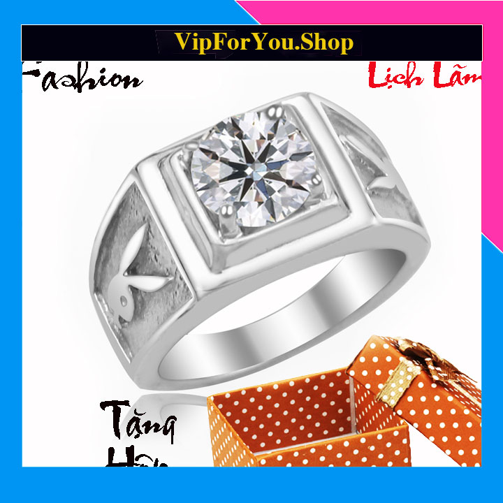 NHẪN INOX NAM CHẠM PLAY BOY CHUẨNTHỜI TRANG HÀN QUỐC đẹp mà chất (tặng hộp đựng nhẫn cực xinh)