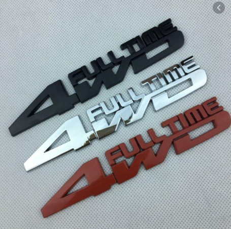 Decal Tem Chữ 4WD 3D INOX Cao Cấp Trang Trí Ô Tô, Xe Hơi