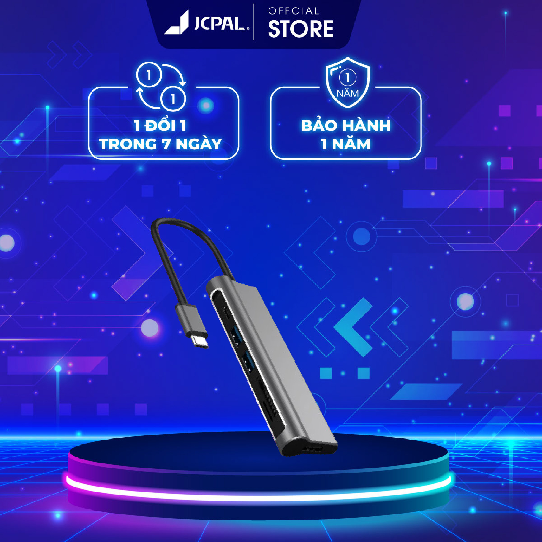 Cổng chuyển jcpal usb-c multiport 6 in 1 đa năng hdmi, sd & micro sd cho laptop/ macbook
