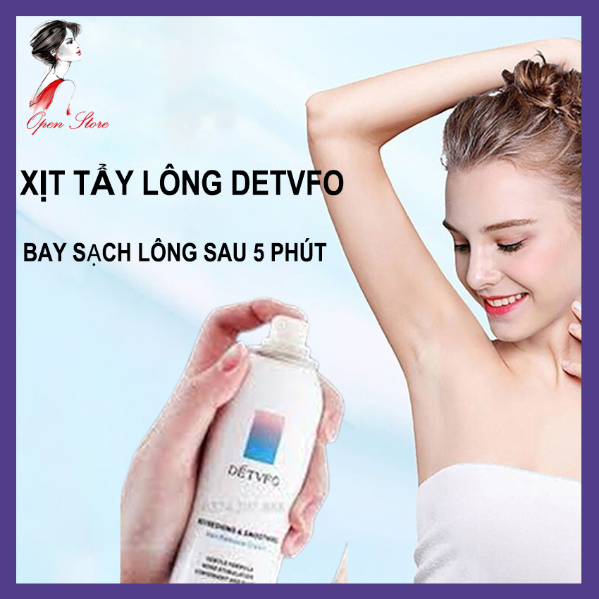 Kem Tẩy Lông Detvfo, Kem Triệt Lông Dạng Xịt, Kem Triệt Lông Body Lành Tính Dạng Xịt DETVFO Wax Kem Xịt Tẩy Lông Tay Lông Chân Lông Nách Vùng Kín Dịu Nhẹ, Dùng Như Kem Tẩy Lông Vĩnh Viễn, OPEN STORE, VEET, Kem Tẩy Lông Huyền Phi