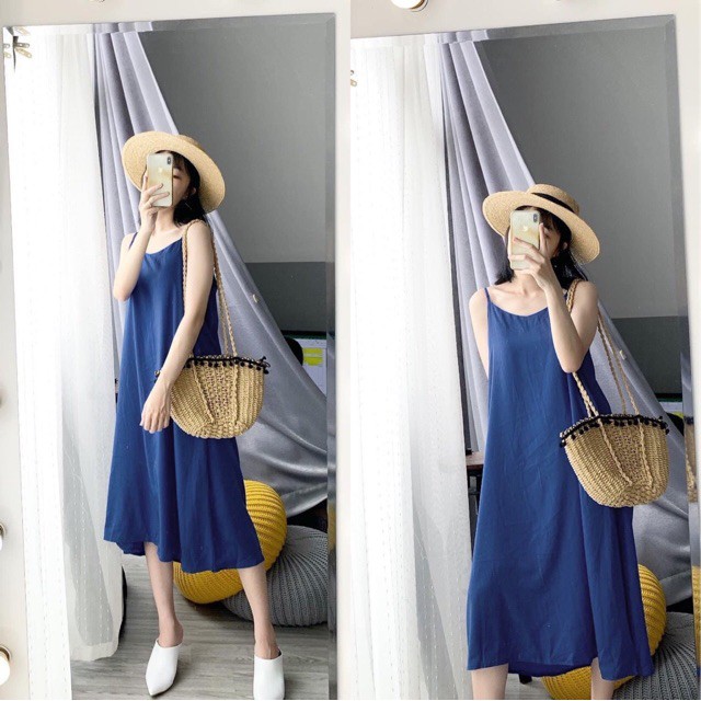FEESHIP Váy 2 dây cổ tim đi biển siêu xinh hót hít