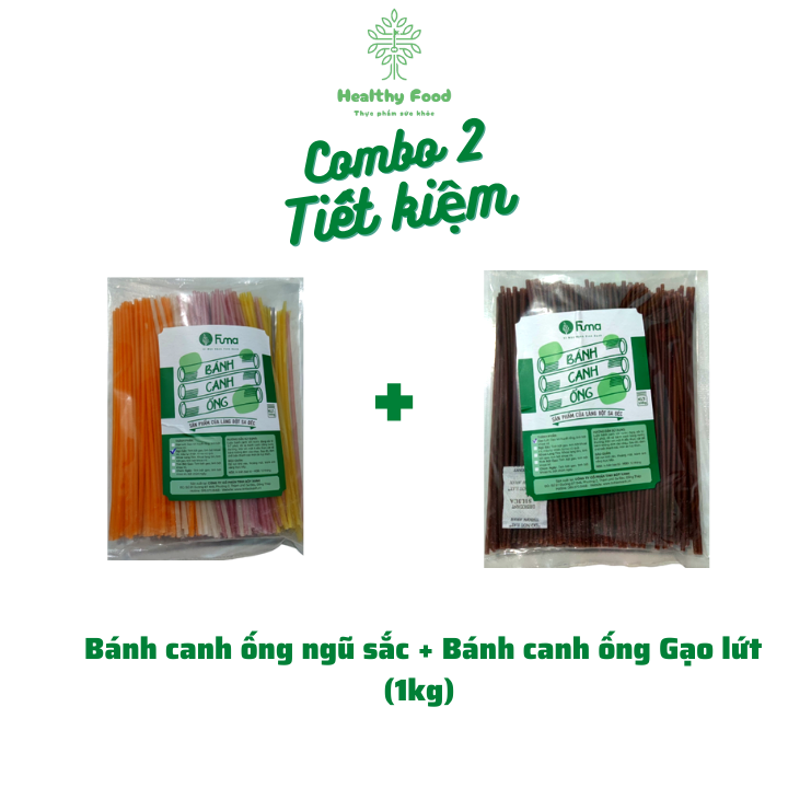 Bánh canh ống rau củ ngũ sắc + Bánh canh ống gạo lức khối lượng 1Kg