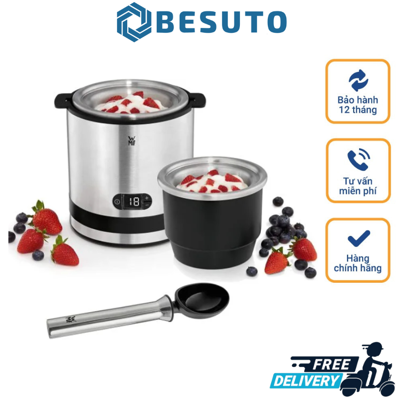 Máy làm kem tươi mini wmf 3in1, máy làm kem cuộn tại nhà, ice cream maker, công suất 12w, chức năng làm kem, sữa chua, hoa quả, nhập đức, bảo hành 12 tháng