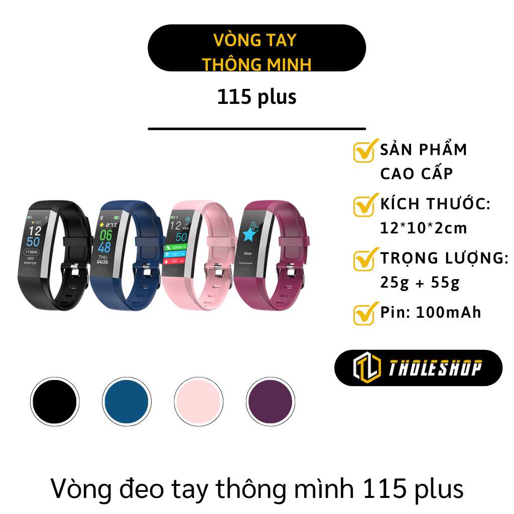 Đồng hồ thông minh - Vòng đeo tay thông minh 115plus - Vòng tay theo dõi sức khỏe chống thấm nước - Smart watch