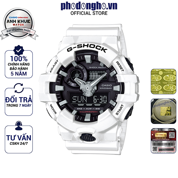 Đồng hồ nam dây nhựa G-SHOCK chính hãng Casio Anh Khuê GA-700-7ADR