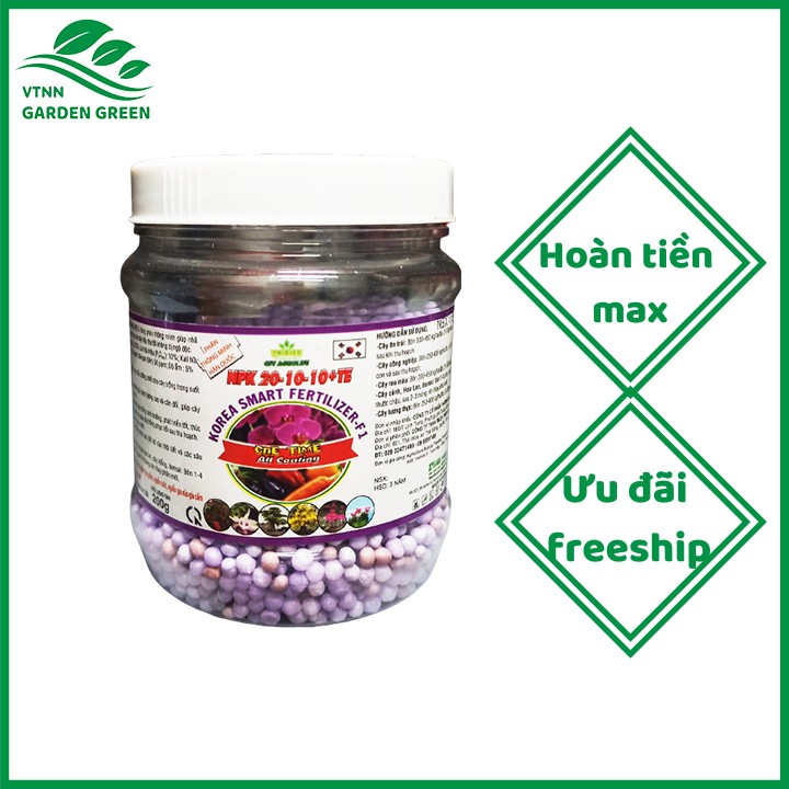 Phân bón NPK 20-10-10+TE Hàn Quốc tan chậm cho rau màu, cây cảnh, bonsai, hoa lan 200g