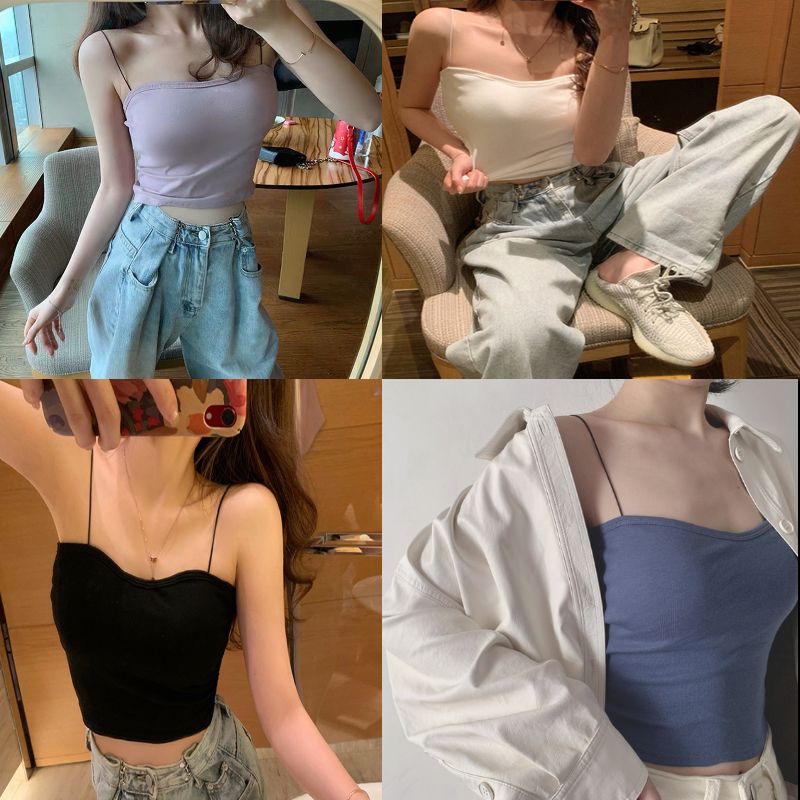 Áo Bra 2 Dây Mảnh Dáng Lửng Mặc Phong Cách Croptop Cực Xinh - King King