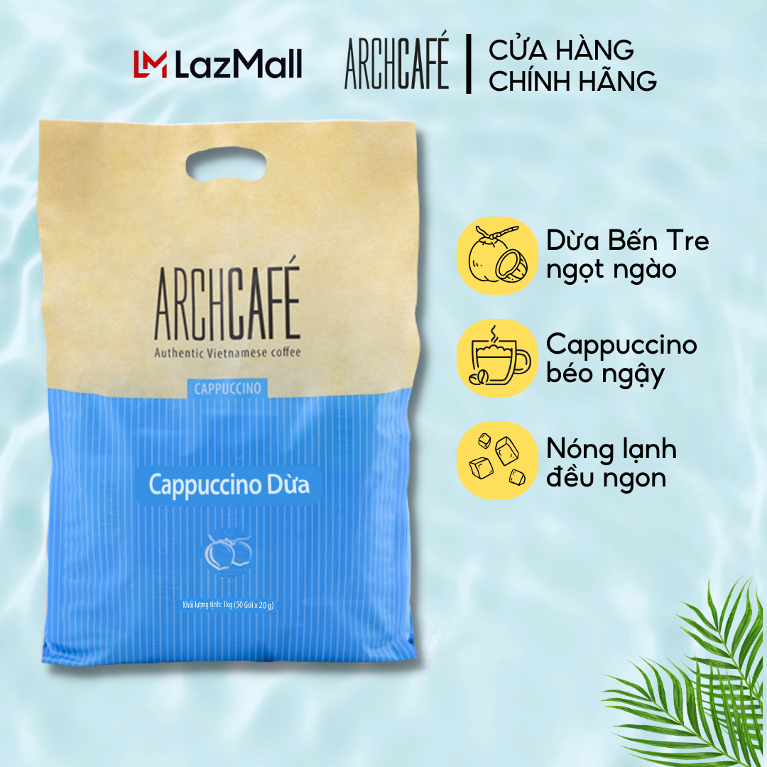 Túi Cà phê Cappuccino Dừa - Cafe hoà tan Archcafé (túi 50 gói x 20g)