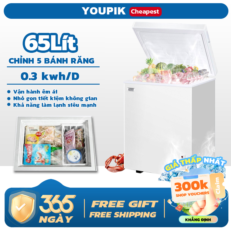 YOUPIK  Tủ đông mini 65L đa năng dùng để bảo quản sữa mẹ và thịt,dùng cho gia đình,tiết kiệm năng lượng