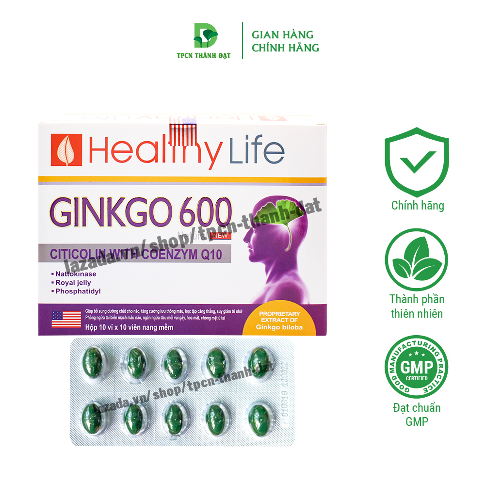 Viên uống bổ não GINKGO 600 hỗ trợ tăng cường trí nhớ