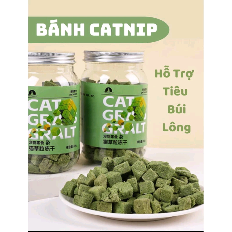 Bánh cỏ mèo, Viên cỏ mèo, Bánh CATNIP cho mèo, hỗ trợ tiêu hoá, tiêu búi lông cho mèo