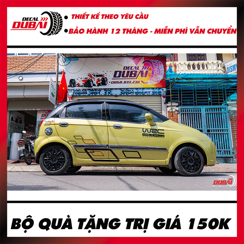 Tem dán sườn + nắp capo xe chevolet spark