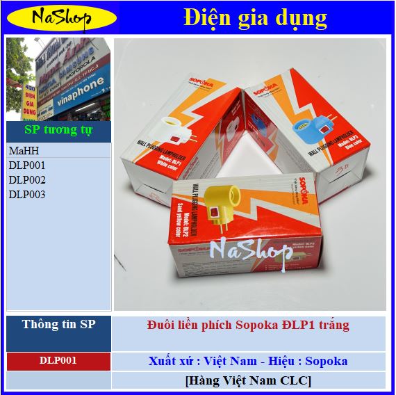 Nashop - đuôi đèn liền phích, liền công tắc đlp, đlp, đlp3, thiết bị điện sopoka