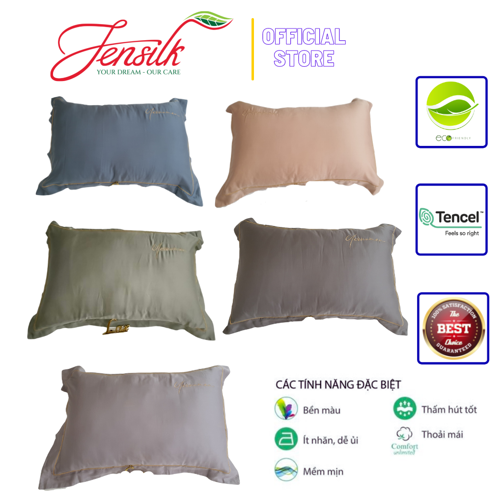 [Tencel 60s] Combo 2 vỏ gối nằm 50x70cm chất lụa 100%TENCEL , COOL SILK, 5 màu tùy chọn