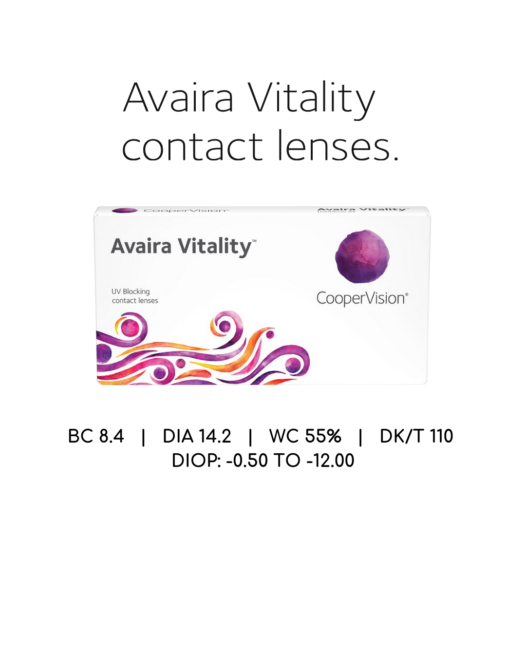 Kính áp tròng không màu dùng đến 3 tháng CooperVision Avaira Vitality (Thương hiệu Mỹ - Có đến 12 độ)