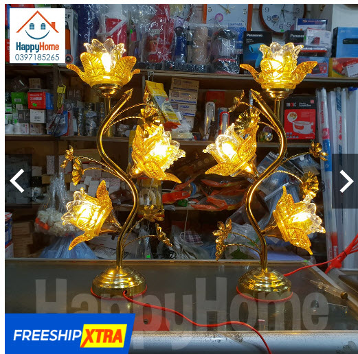 Đèn thờ hoa sen thuỷ tinh 40cm -50cm