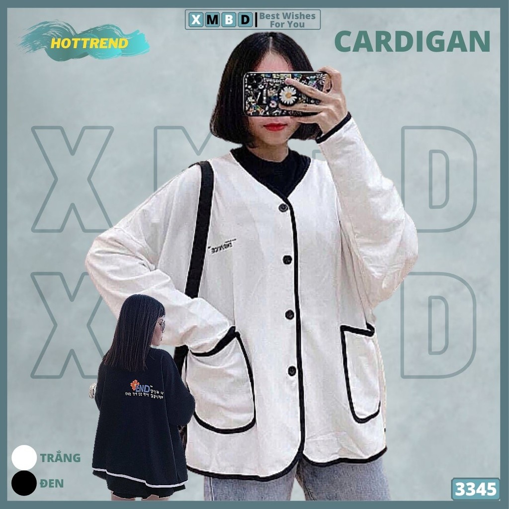 Áo Cardigan Nữ Nỉ Ngoại Form Rộng Hàng QC Chất Đẹp Dày Dặn Áo Khoác Cardigan Nỉ in END - AK3345