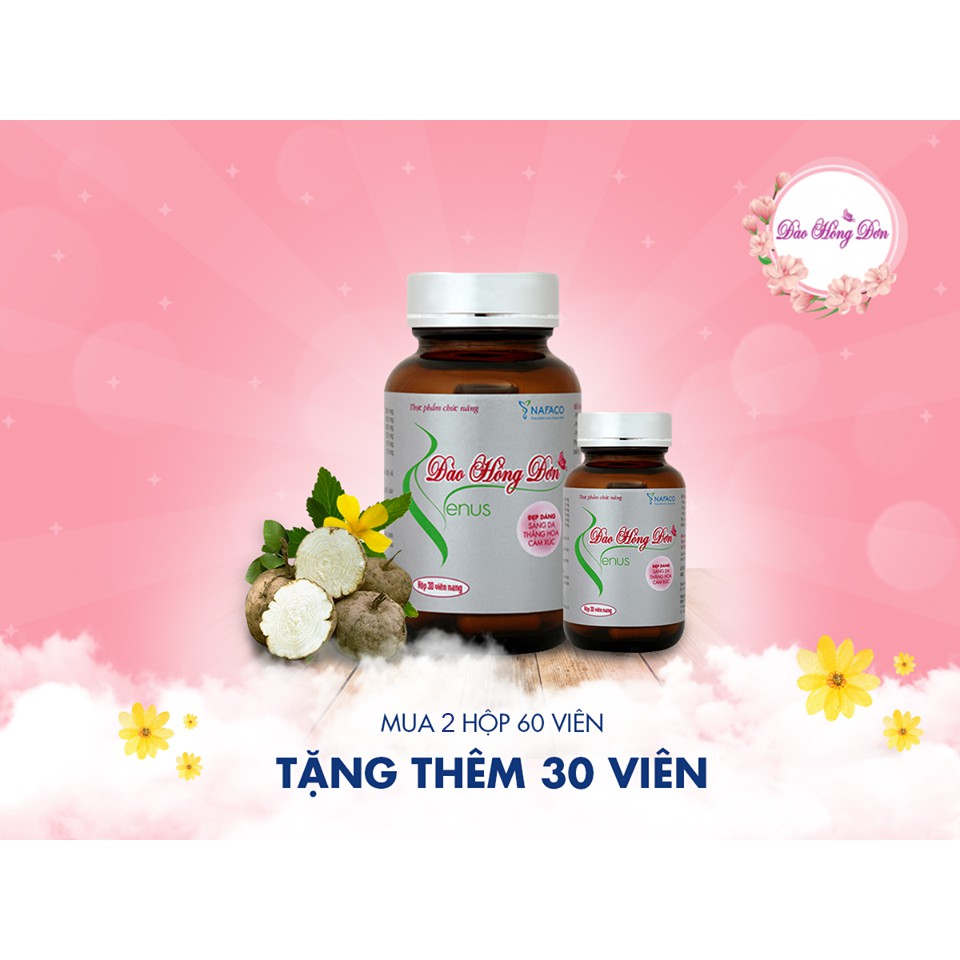 Viên nở ngực đào hồng đơn Venus, thành phần hoàn toàn tự nhiên, không có phản ứng phụ, không tác dụng phụ, cam kết hàng như hình