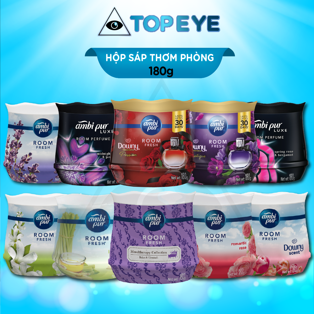 Combo 2 hộp gel sáp thơm phòng khử mùi dài lâu ambipur 180g - top eye - thư giãn - sang trọng - tươi mát