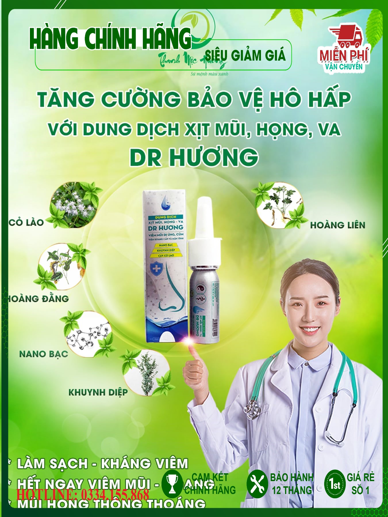 Xịt mũi thanh mộc hương 15ml. xịt xoang thanh mộc hương - dung dịch xịt mũi họng va dr hương dùng cho xoang mũi